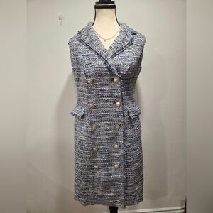 Karl Lagerfeld Paris Tweed Sleeveless Double-Breasted Dress | Size 4